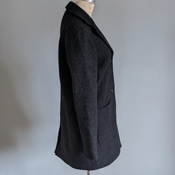 Women's Vera Moda Black Boucle Boxy Cocoon Style 3/4 Length Coat Size XS - Picture 2 of 9